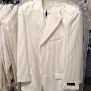 Elegant White Pinstripe Boys Blazer